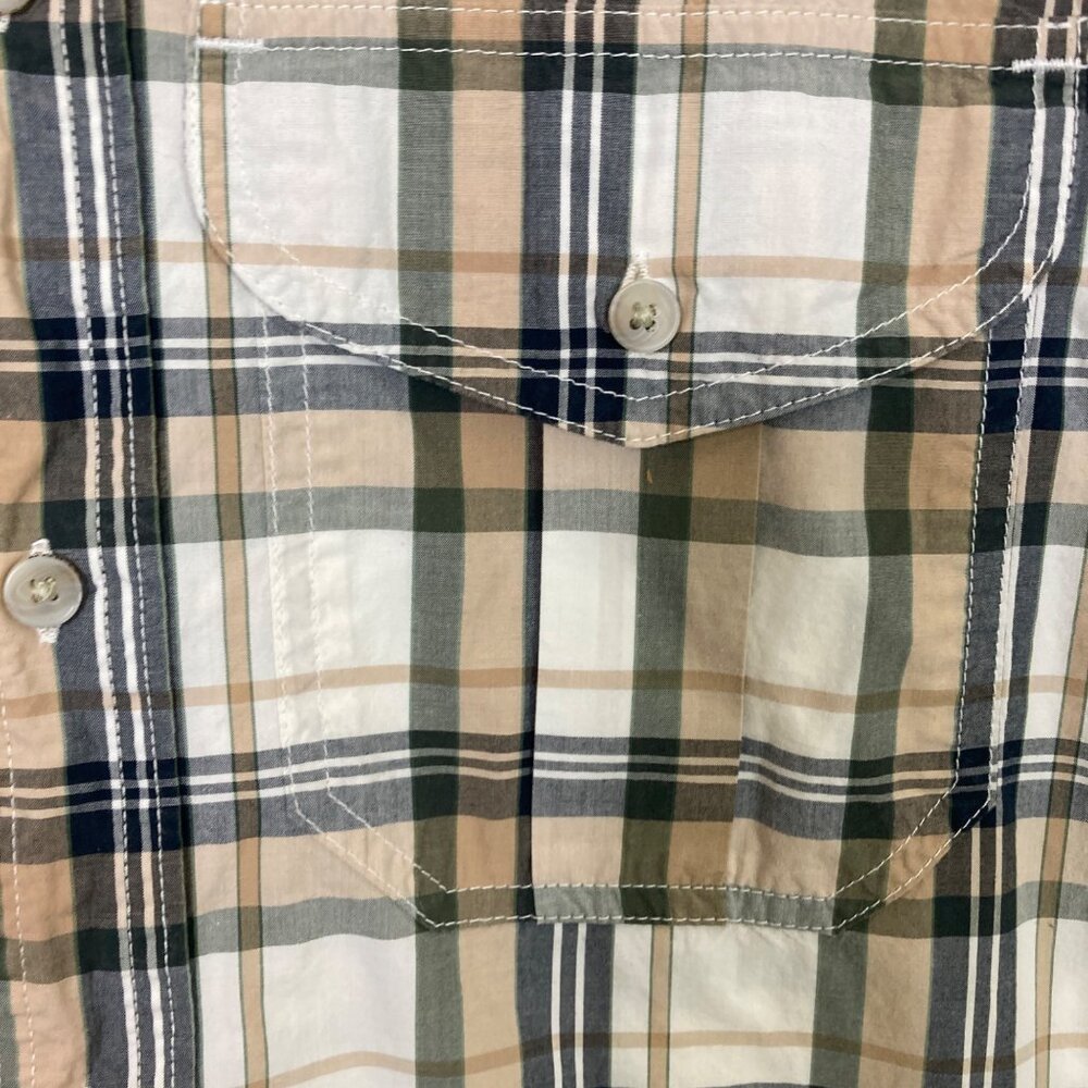 Filson Shirt Mens Small White Tan Green Plaid Long Sleeve Gorpcore - Picture 7 of 9